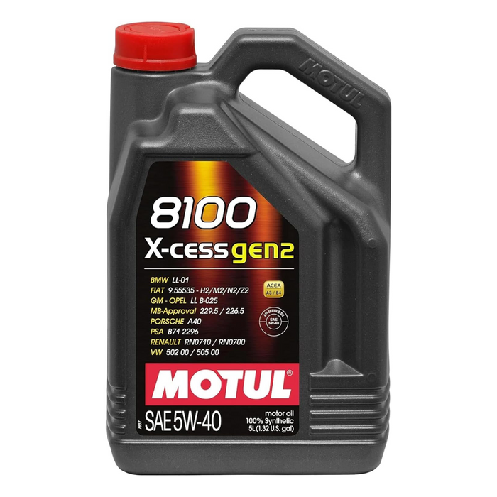 Motul 8100 X-Cess Gen2 5W-40 100% Synthetic Oil 109776 5L (1.3 Gallon)