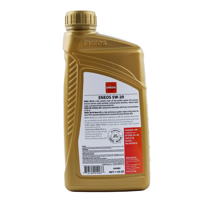 ENEOS 5W-20 Fully Synthetic Motor Oil (1-Quart, Single Pack)