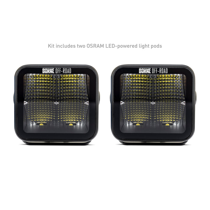 Mishimoto Borne Off-Road Light Pods (Kit of 2) 3x3 Flood