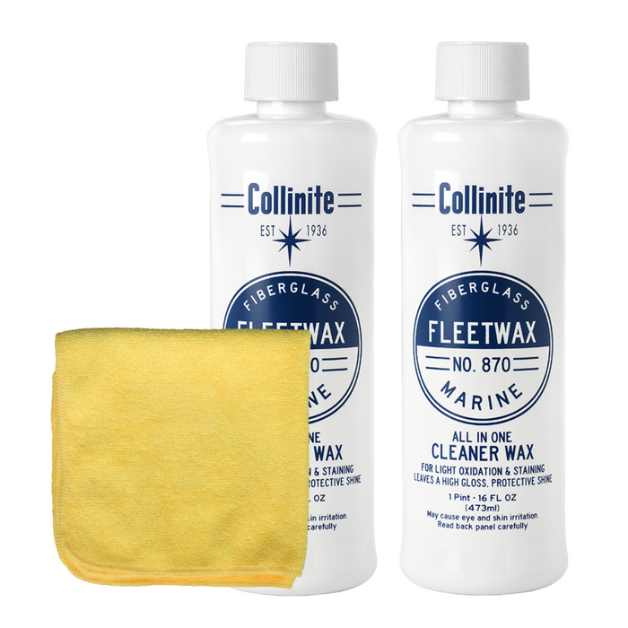 Collinite 870 Fiberglass Boat Liquid Fleetwax (2 Pints) with Microfiber Towel