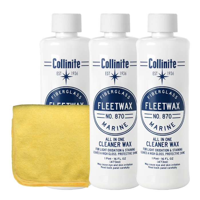 Collinite 870 Fiberglass Boat Liquid Fleetwax (3 Pints) with Microfiber Towel