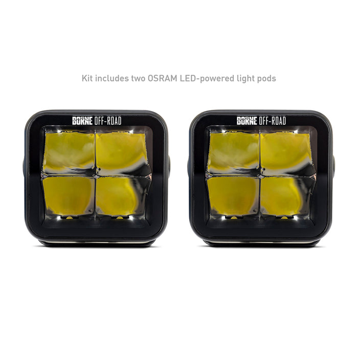 Mishimoto Borne Off-Road Light Pods (Kit of 2) 3x3 Spot