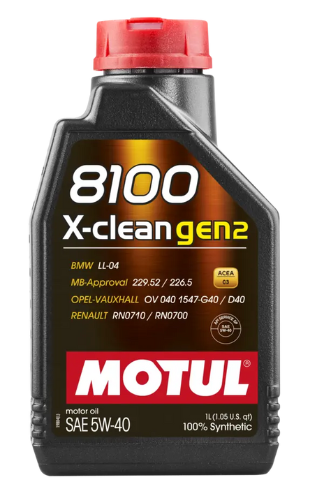 Motul 8100 X-Clean Gen2 5W40 100% Synthetic Engine Oil for High Performance