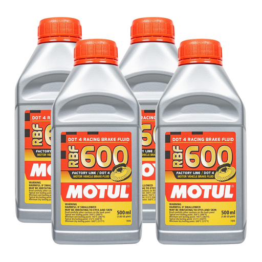 Motul (4 Pack) 100949 8068HL RBF 600 Factory Line Dot-4 100 Percent Synthetic Racing Brake Fluid - 500 ml